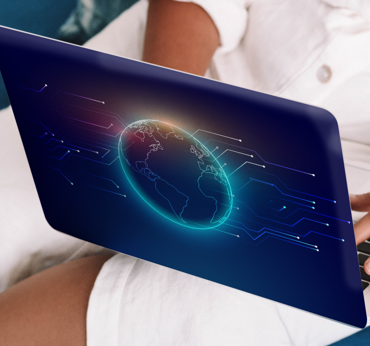 Sticker pour ordinateur globe avec lignes de réseau - TenStickers