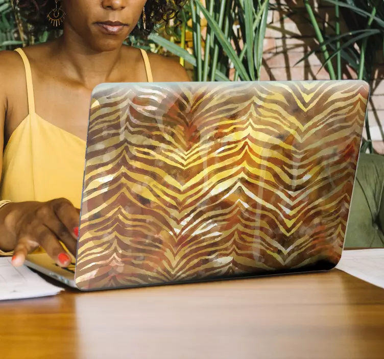 Sticker pour ordinateur motif à rayures de tigre - TenStickers