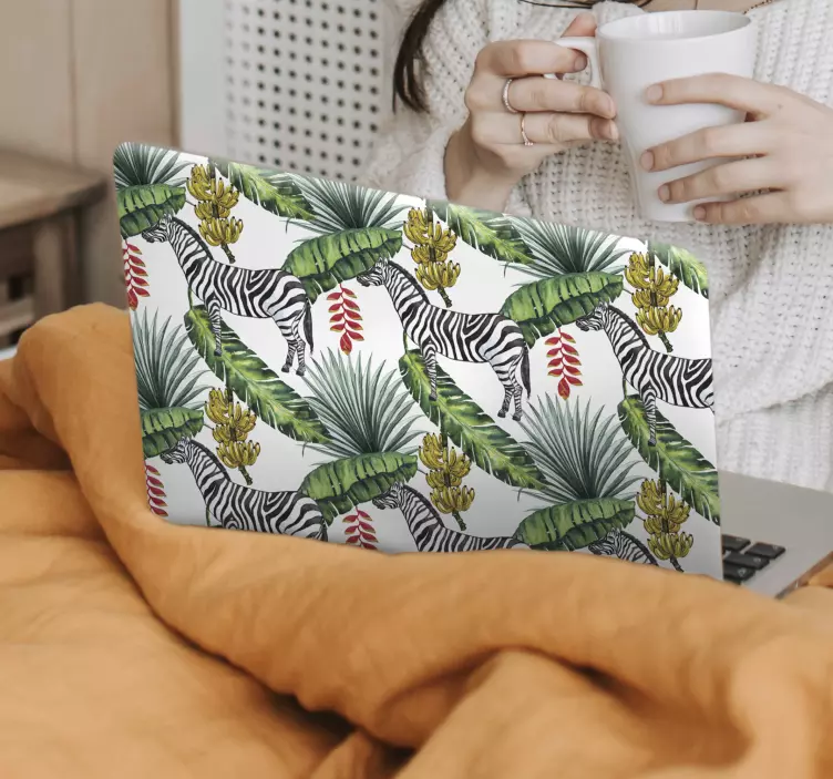 Sticker pour ordinateur motif de feuille de zèbre - TenStickers