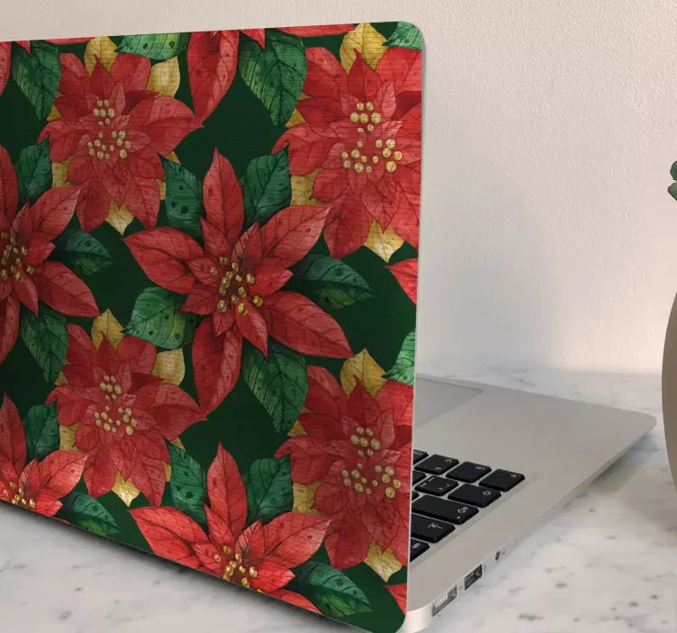 Sticker pour ordinateur motif floral de poinsettia - TenStickers