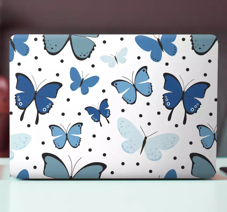 Sticker pour ordinateur motif papillon bleu - TenStickers