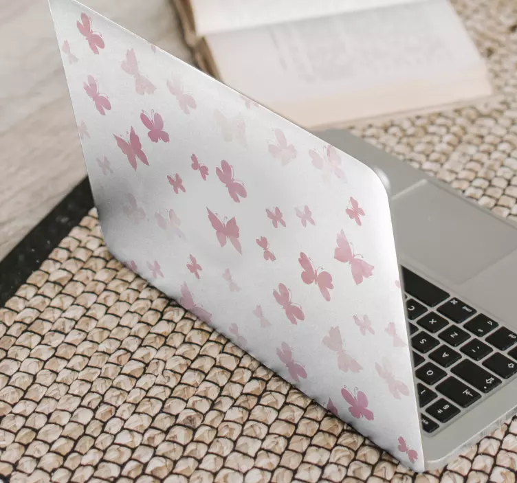 Sticker pour ordinateur papillons roses flottants - TenStickers