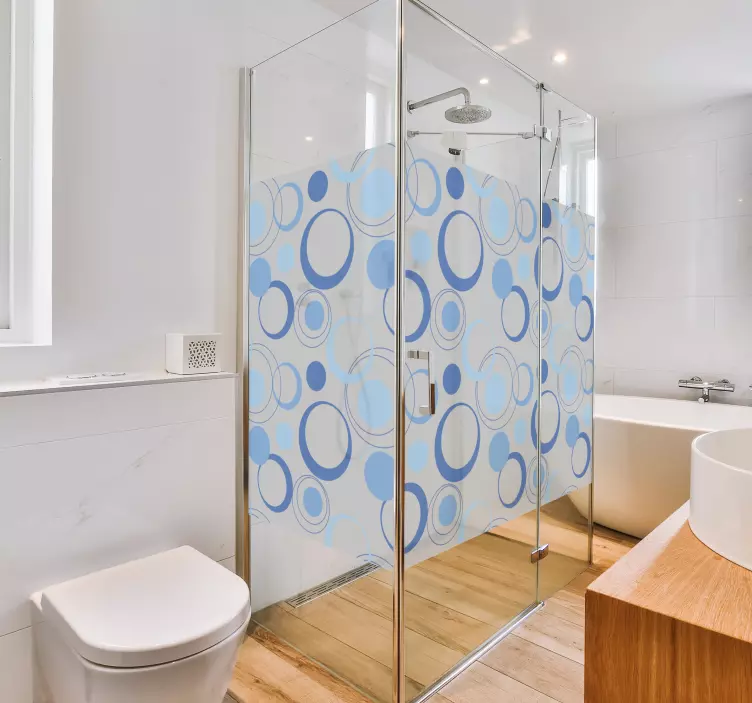 Sticker paroi de douche bulles bleues minimes - TenStickers