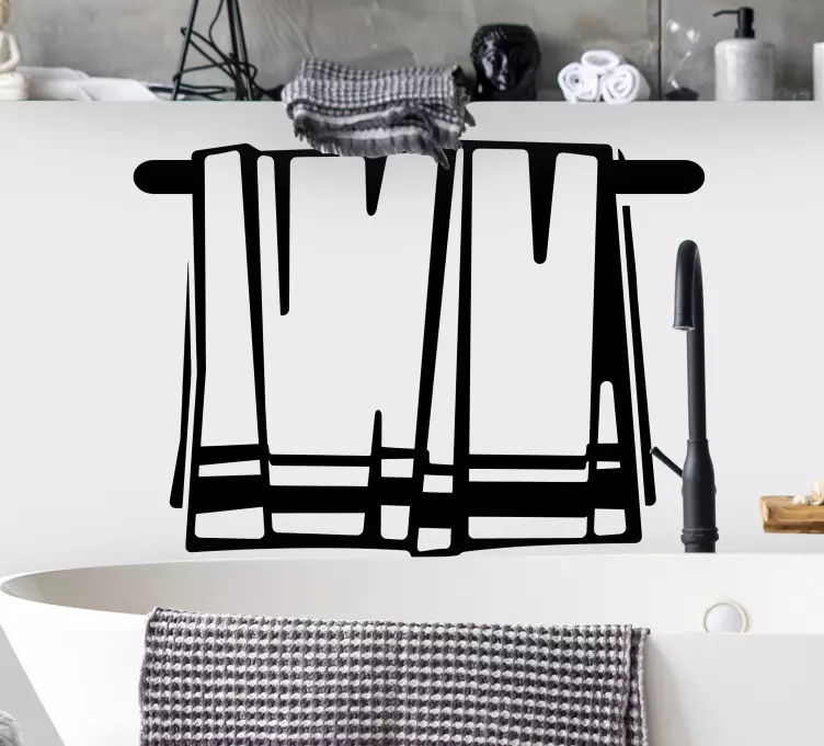 Sticker Salle de Bain Serviettes, illustration, silhouette - TenStickers