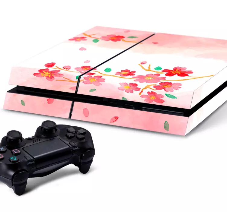 Sticker Ps4 fleurs de cerisier - TenStickers