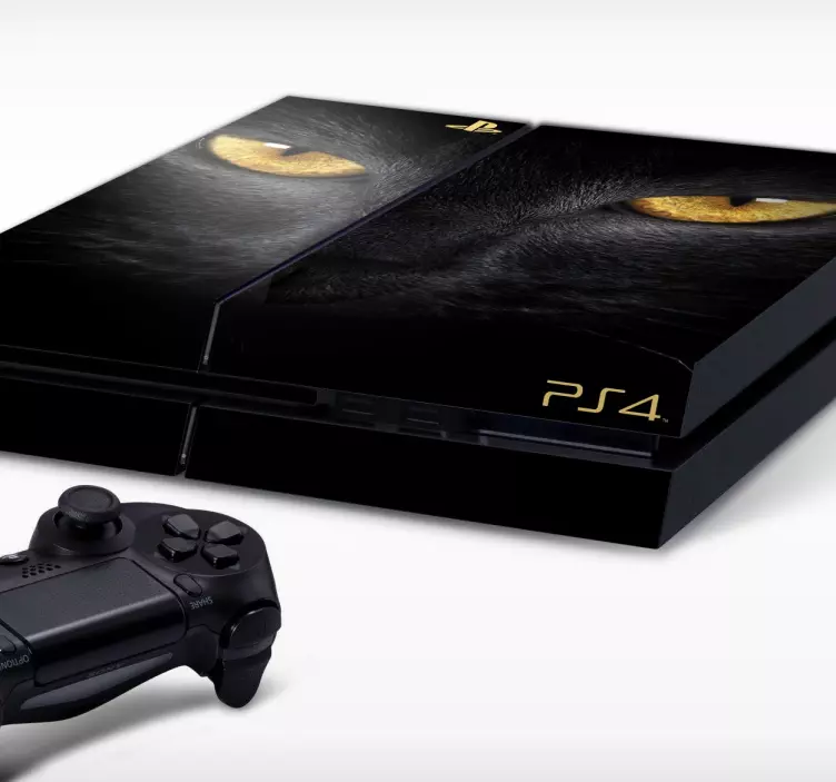 Autocollant PS4 tête de chat noir - TenStickers