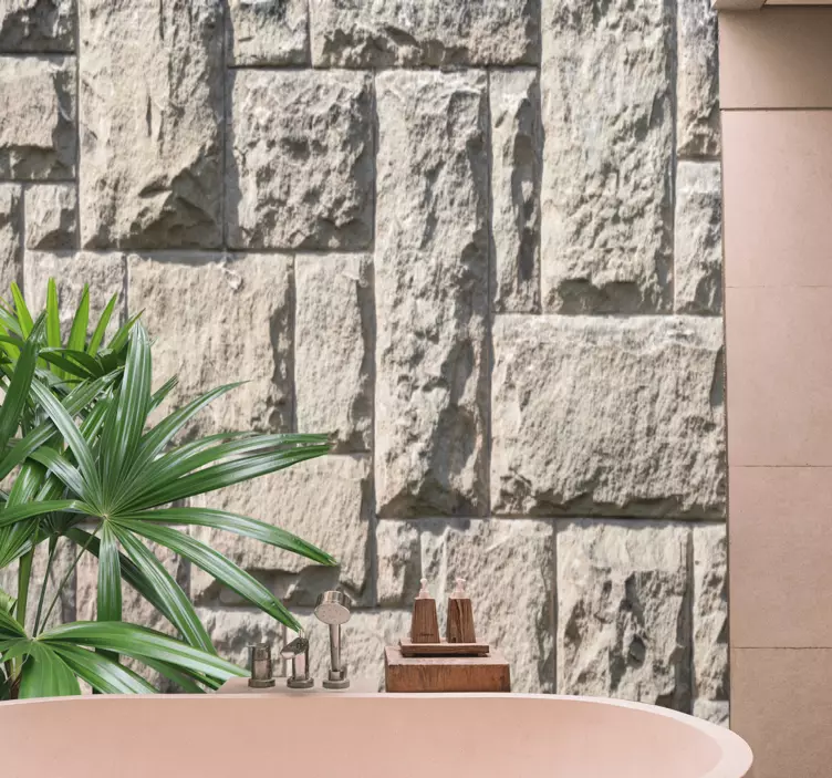 Sticker salle de bain motif en pierre naturelle - TenStickers