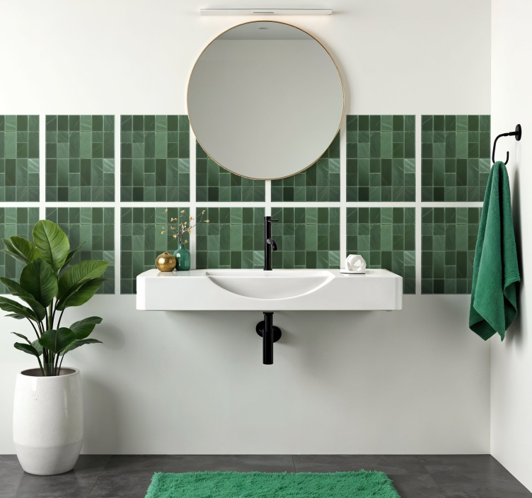 Sticker salle de bain motif rectangle vert clair - TenStickers