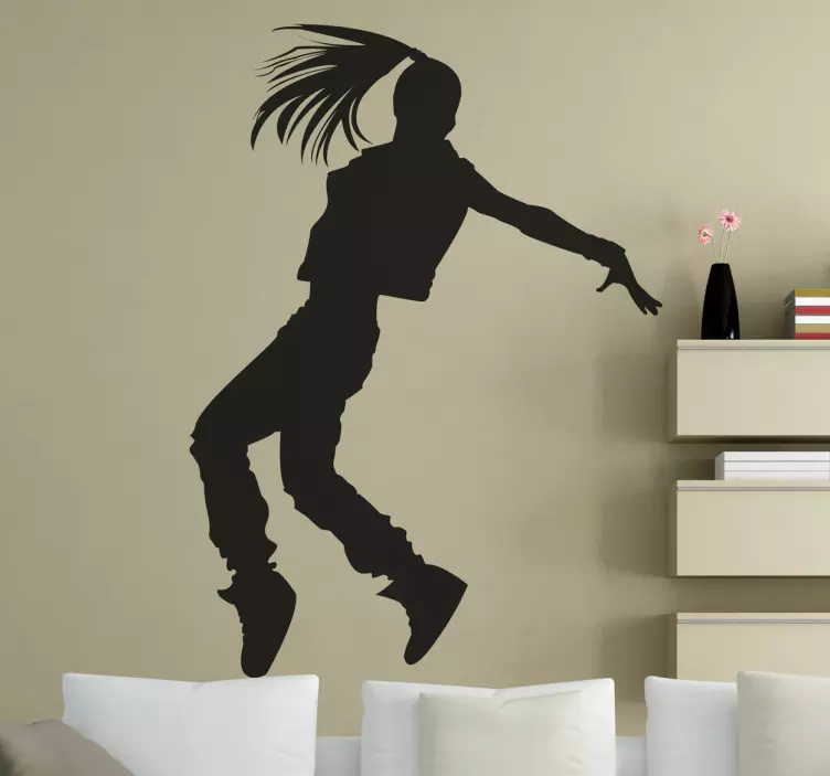 Sticker silhouette danseuse hip-hop - TenStickers