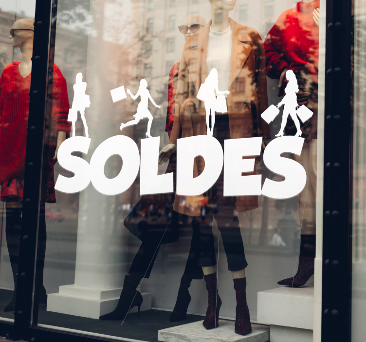 Sticker vitrine soldes avec silhouettes - TenStickers