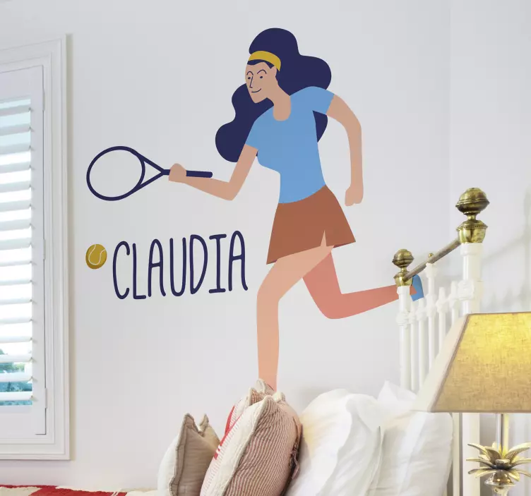Sticker Sport Joueuse de Tennis et Prénom - TenStickers
