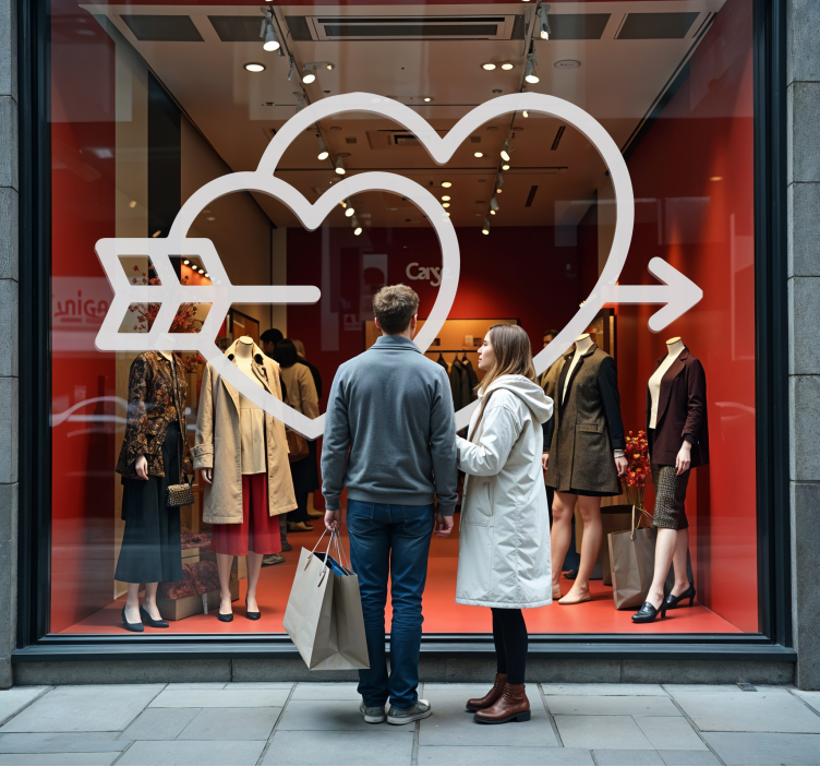 Sticker st valentin coeurs et flèches - TenStickers