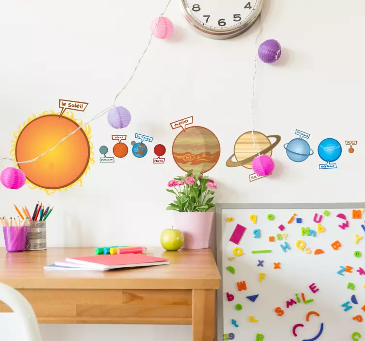Sticker espace système solaire en français - TenStickers