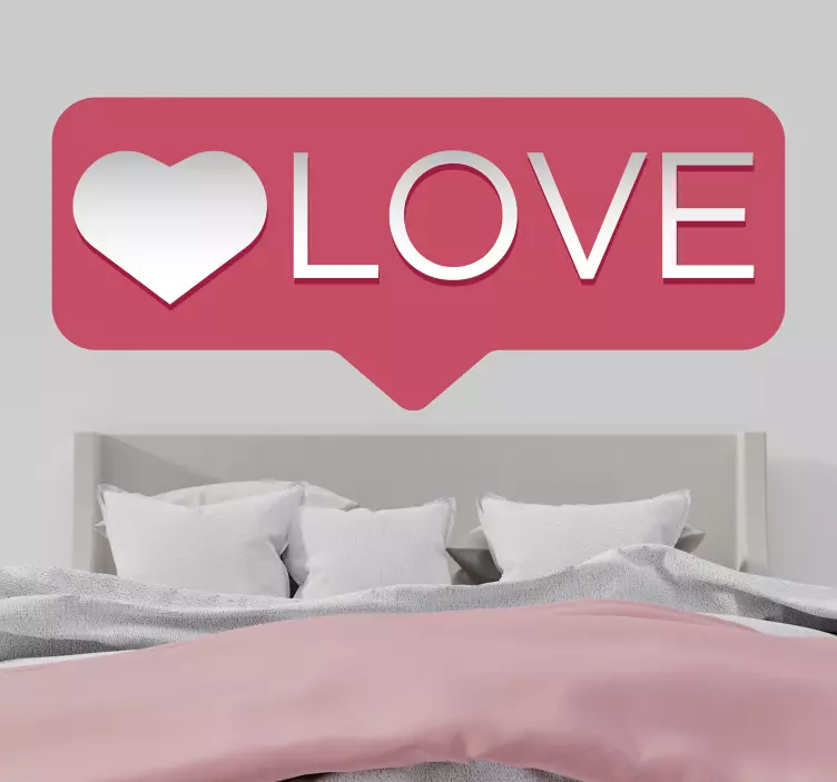 Sticker tête de lit coeur avec message d'amour - TenStickers