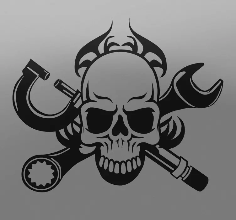 Sticker moto tête de mort outils - TenStickers