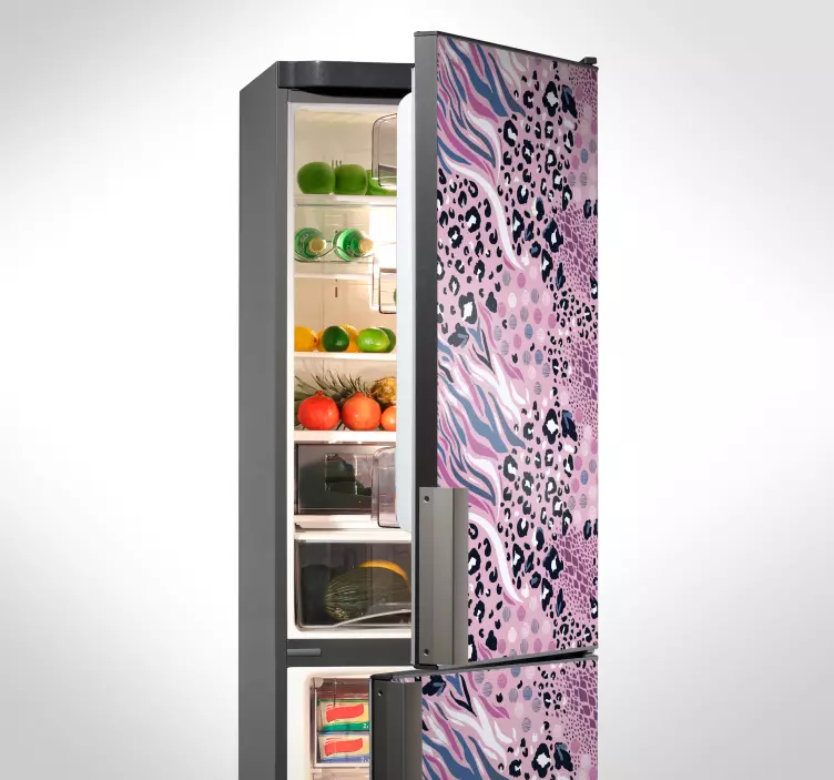 Sticker frigo mix animal print tons rose - TenStickers