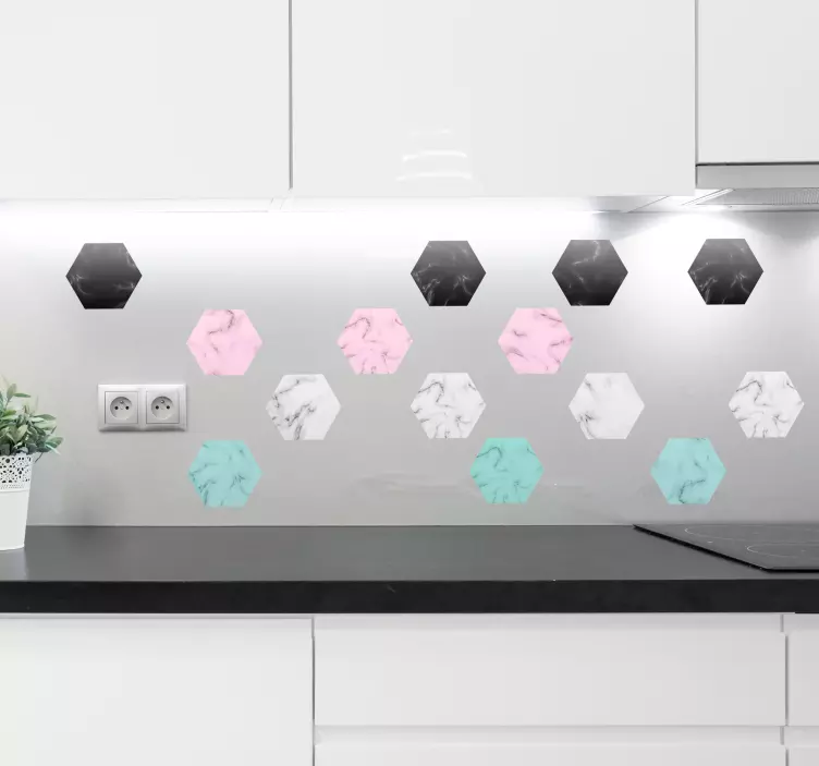 Sticker Texture Motif de Marbre Hexagonal - TenStickers