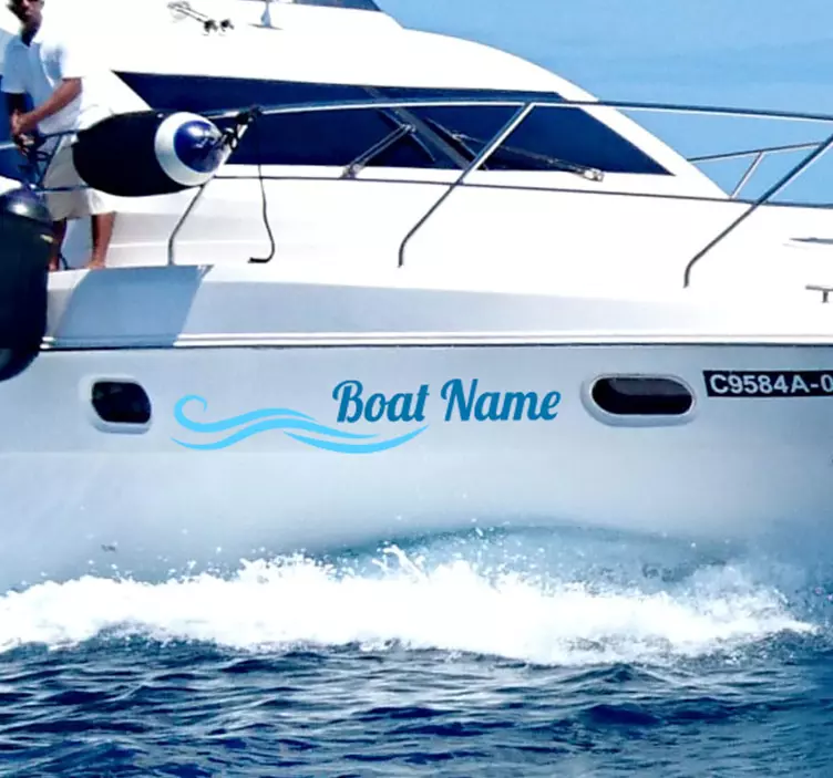 Sticker marin autocollant de nom de bateau personnalisé ondulé - TenStickers