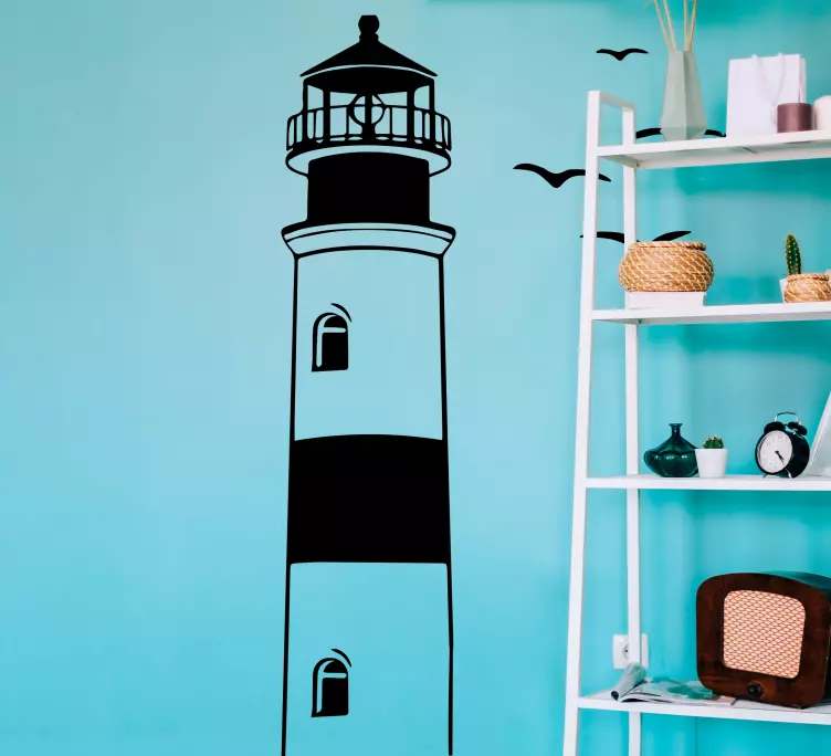 Sticker Marin Phare élégant et oiseaux - TenStickers
