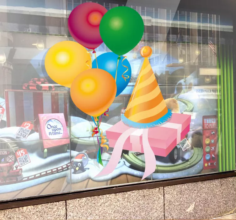 Sticker vitrine ballons couleur - TenStickers