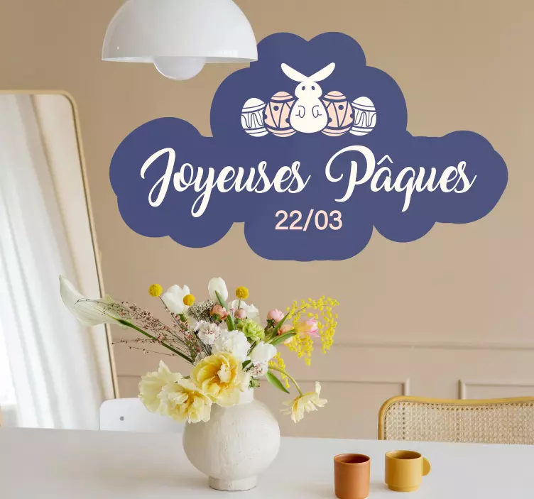 Sticker vitrine joyeuses pâques en français - TenStickers