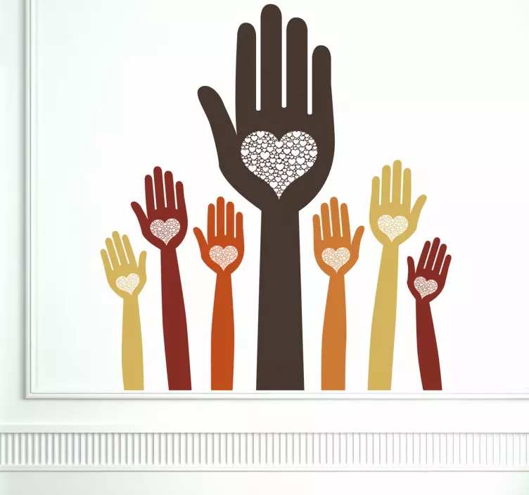 Sticker vitrine mains coeurs - TenStickers