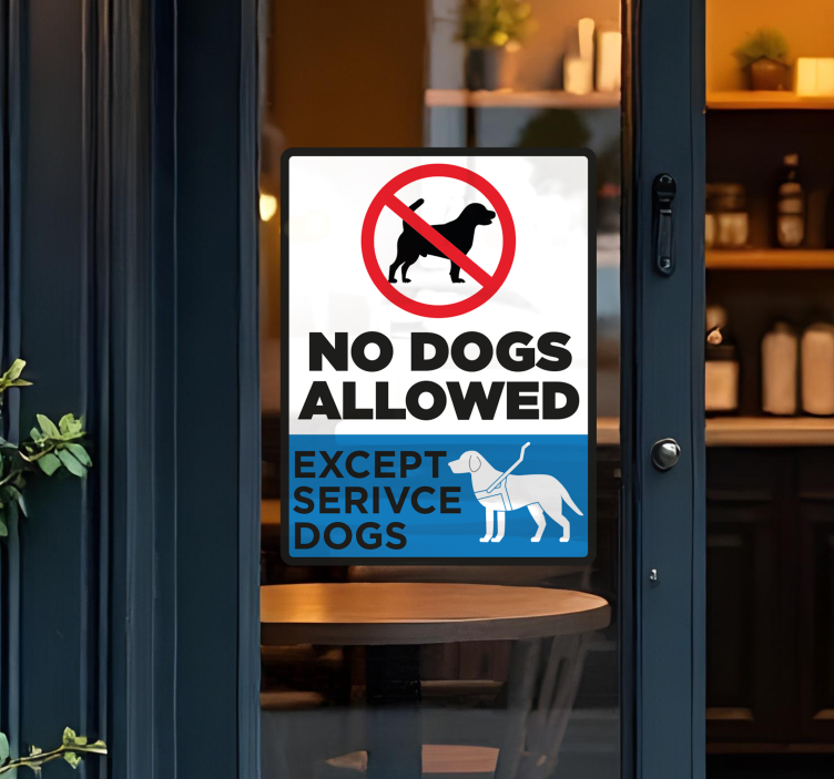 Sticker vitrine no dogs allowed except service dogs - TenStickers