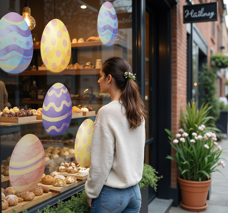 Sticker vitrine oeufs à l'aquarelle - TenStickers