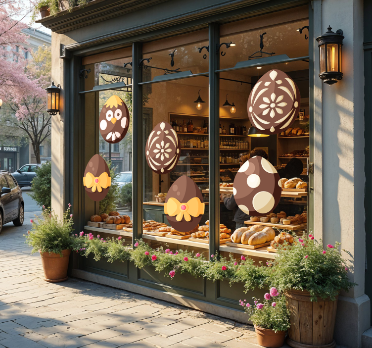 Sticker vitrine œufs de pâques en chocolat - TenStickers