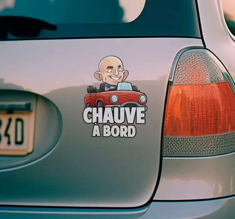 Autocollant voiture "Chauve à bord" - TenStickers