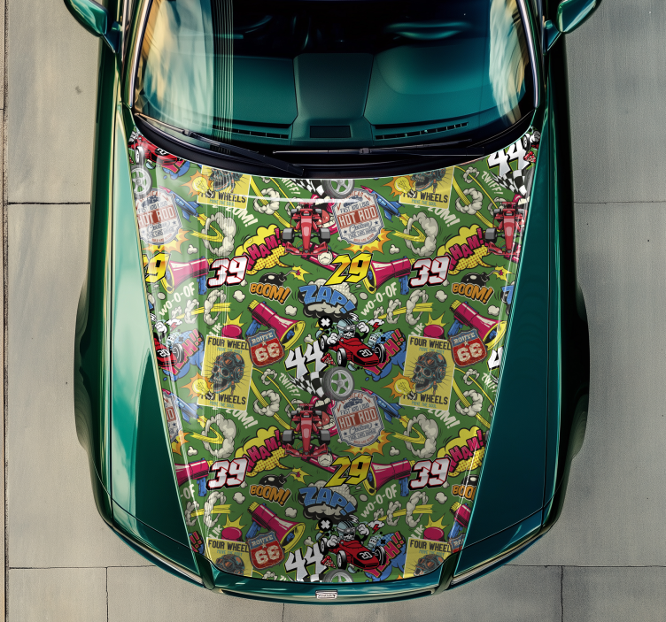 Autocollant voiture multicolore pour la capuche - TenStickers