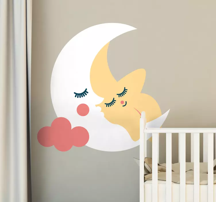 Stickers Bébé lune et étoile - TenStickers