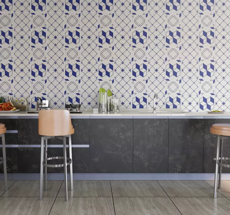 Stickers cuisine carreaux formes géométriques - TenStickers