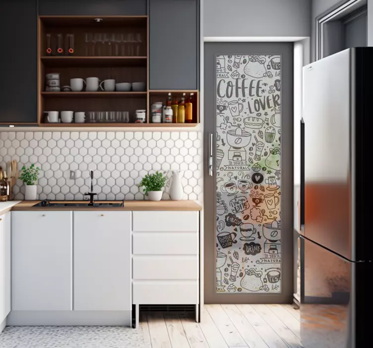 Sticker fenêtre cuisine motif café - TenStickers