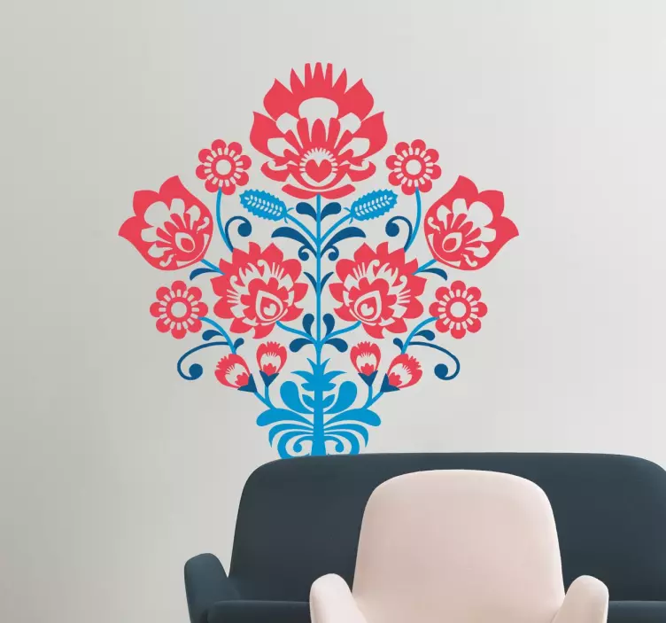 sticker mural fleurs roses - TenStickers