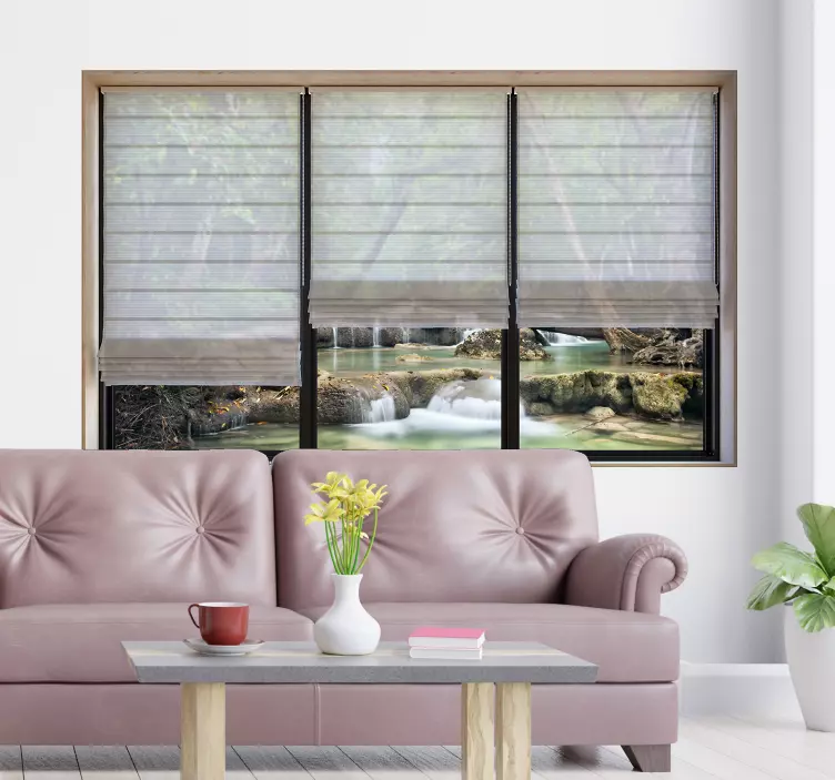 Sticker trompe l'œil salon paysage 3d - TenStickers