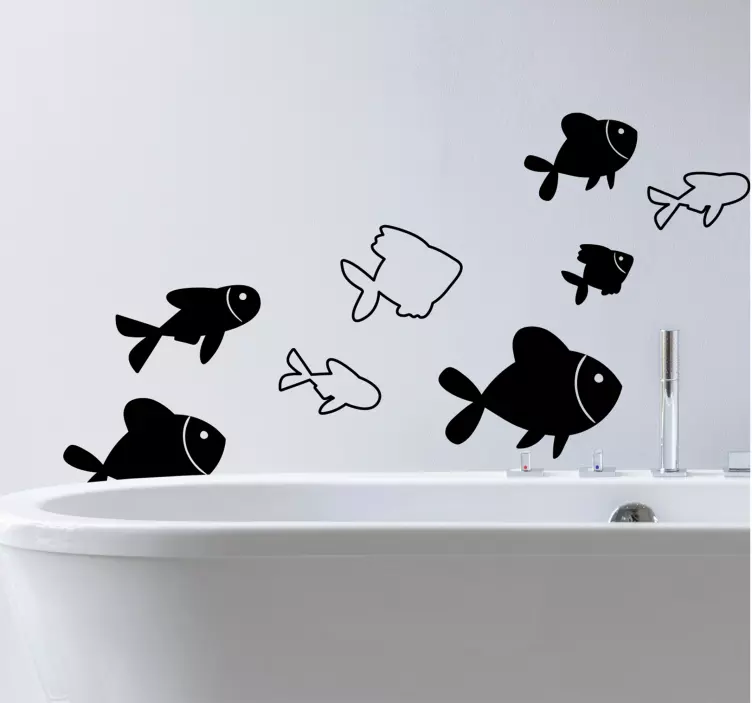 Sticker salle de bain créatures sous-marines stylisées - TenStickers