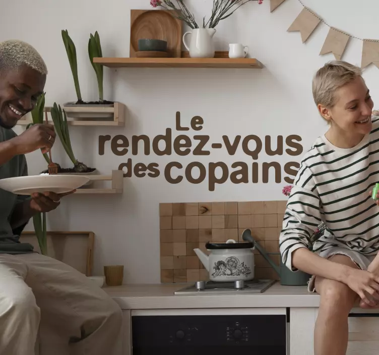 Sticker Texte Personnalisé "Le Rendez-vous des Amis" - TenStickers