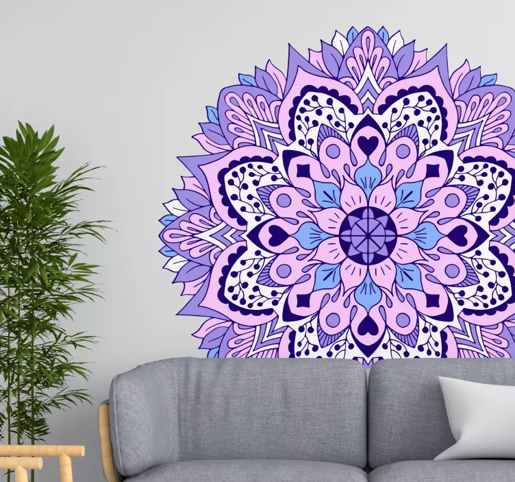 stickers fleurs Mandala bleu et violet - TenStickers