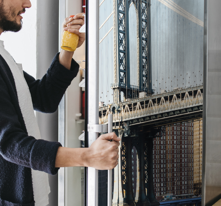 Sticker frigo vue sur le pont de manhattan - TenStickers