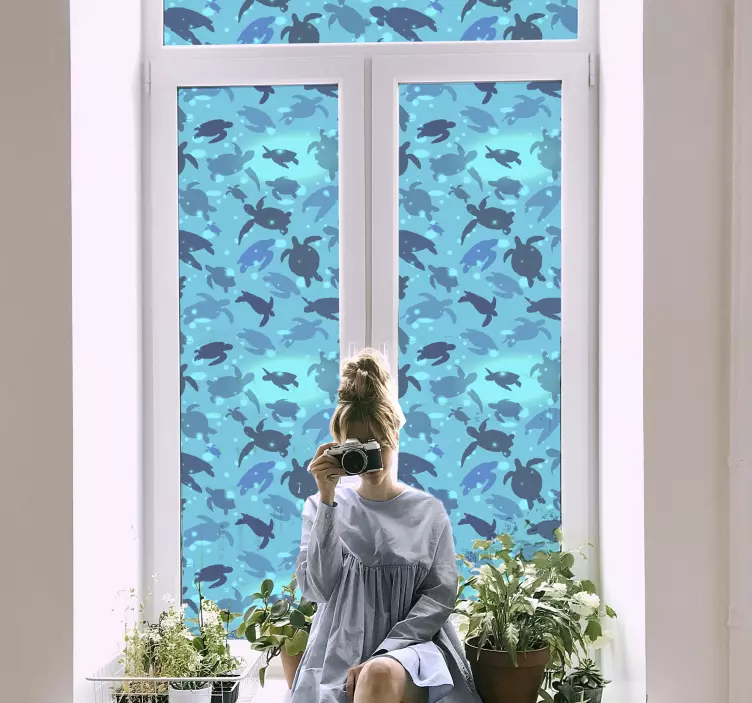 Sticker vitres Tortues nageant - TenStickers