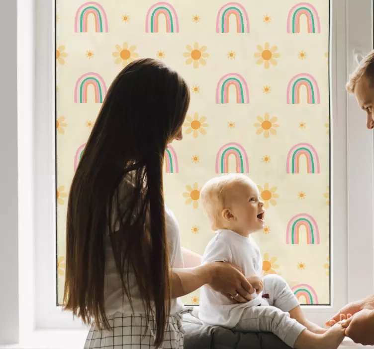 Sticker Vitre Fleurs et Arcs-En-Ciel - TenStickers