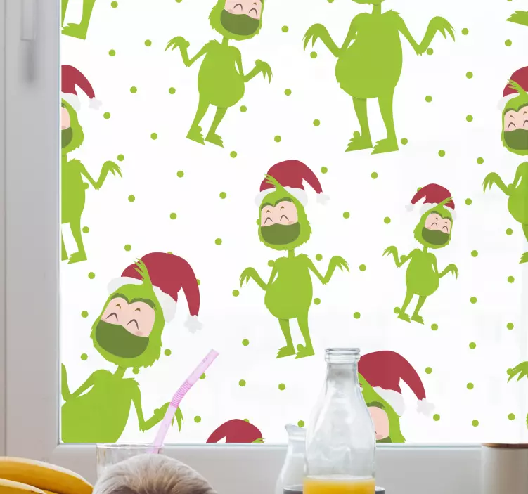 Vitrophanie Joyeux noël avec masque visage - TenStickers