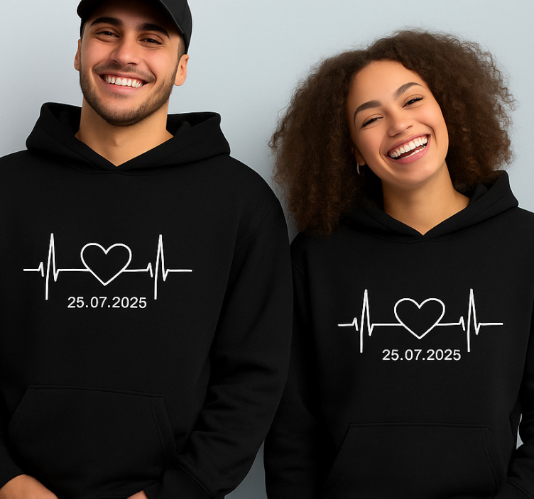 Sweats battement de cœur avec nom personnalisé - TenStickers