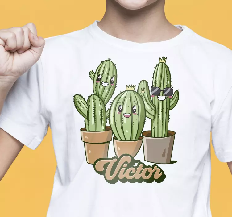 T-shirt personnalisé famille cactus avec nom - TenStickers