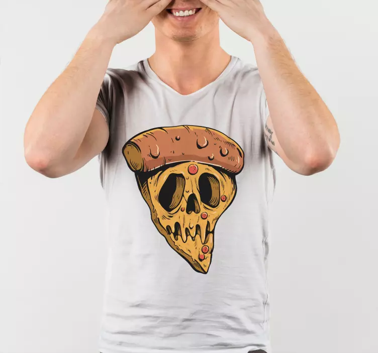 T-shirt pizza avec crâne graphique - TenStickers