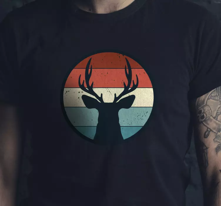 T-shirt silhouette de cerf rétro - TenStickers