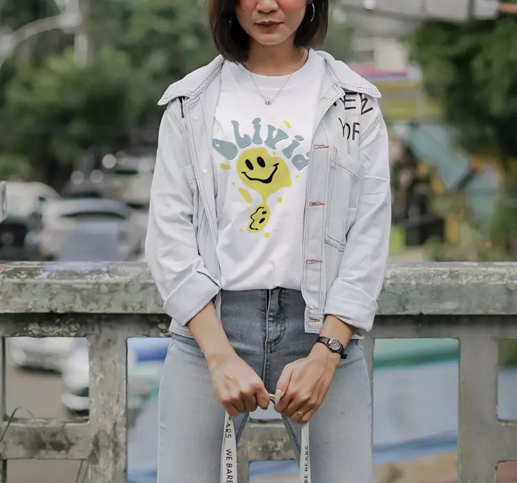 T-shirt personnalisé smiley jaune heureux - TenStickers