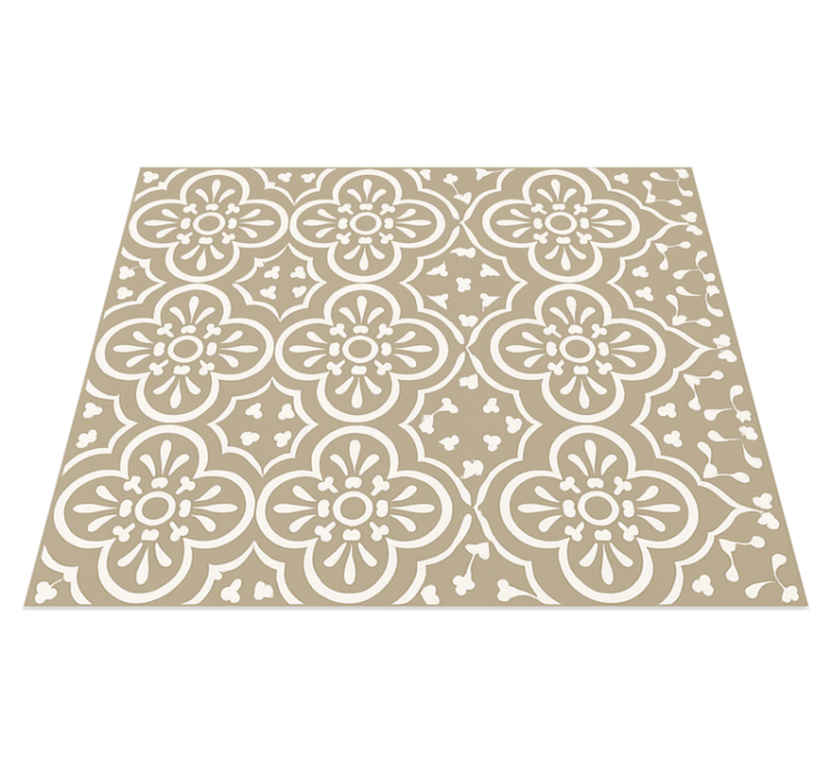 Tapis vinyle salle à manger bordure encaustique monochrome - TenStickers