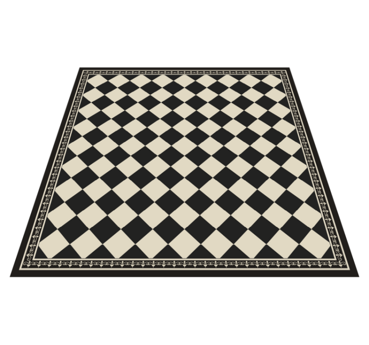 Tapis vinyle salon damier noir - TenStickers